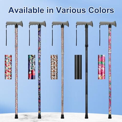 supregear Folding Cane, Collapsible Adjustable Height Lightweight Portable Foldable Travel Cane with Soft Handle, Walking Aid for Elderly Disabled Men Women, Black - Thumbnail 3