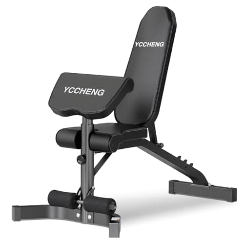 Weight Bench, Muti-functional Strength Training Bench for Full Body Workout Home Gym, Adjustable Sit up Beach, Upright Incline Flat Exercise Bench with Preacher Pad - Image 1