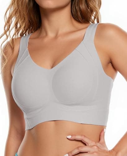 COMFELIE Full Coverage Minimizer Bra No Underwire Wireless Side Shaping for Large Bust Grey - Image 1