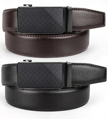 Truyis Leather Ratchet Belts For Men 2 Pack,Slide Ratcheting Belt,Adjustable Click Dress Belt - Thumbnail 3