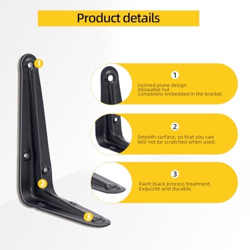 AINVLPRO Heavy Duty Small Shelf Bracket – One-Piece Wall Mounted Metal L Bracket for DIY Floating Shelves, Strong Support for Wood Planks, Garage, Kitchen, Storage 20 Pack - Thumbnail 4