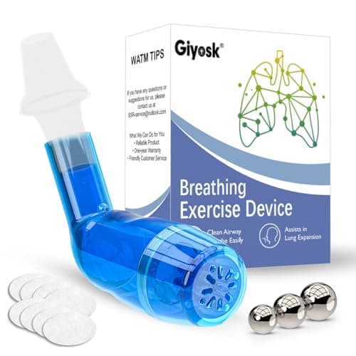 Breathing Exercise Device for Lungs, Lung Expansion and Mucus Relief Device, Portable Expiratory Breathing Exerciser with A Set of Accessories, Breathing Trainer for Lung Cleanse(Blue)