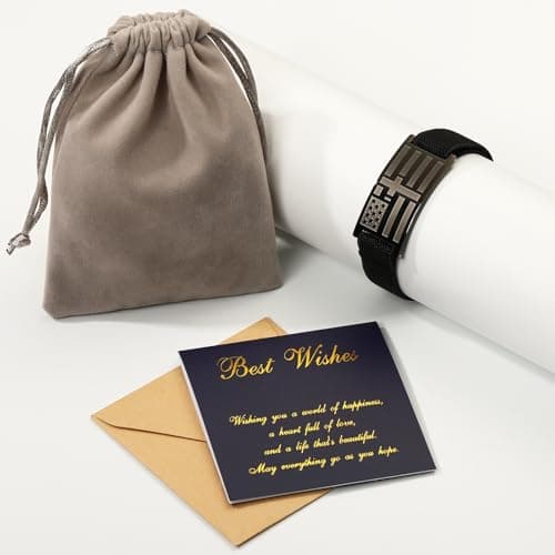 GLEZZA To Brother Bracelets Gifts,American Flag Cross Bible Verse Bracelet Christmas Birthday Christian Fathers Day Jewelry Gifts,Adjustable Size - Thumbnail 4