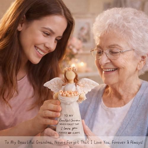 Kohehe Grandma Gifts,Grandma Birthday Gifts from Granddaughter,5.12" Handmade Angel Figurine,Meaningful Grandmother Gift Ideas for Birthday Christmas Mothers Day - Thumbnail 6