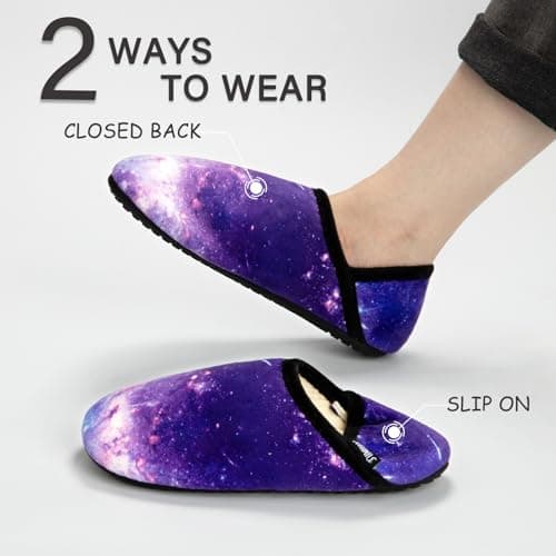 ATHMILE House Slippers for Women Men Indoor Barefoot Slippers Socks Furry Slip on House Shoes Cozy Comfy for Home Bedroom Travel Yoga Women 8-8.5 Purple Star - Thumbnail 3