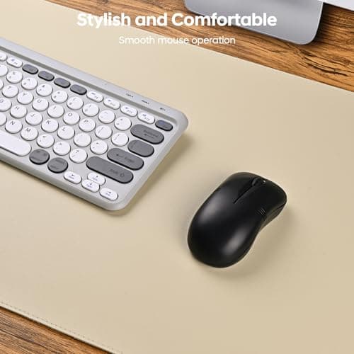 Yuwiiuuo Leather Desk Pad Protector, Office Desk Mat, Large Mouse Pad, Non-Slip PU Leather Desk Blotter, Waterproof Computer Desk Writing Pad for Office and Home (Beige, 23.6" x 13.7") - Thumbnail 4