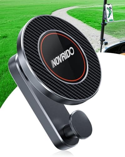 NOVRIDO Golf Cart Phone Holder Magnetic Mount, Golf Cart Accessories for Men, MagSafe Magnetic Phone Holder with Bottom Hook, Adjustable Golf Cart Phone Mount, Ring Included (Light Gray) - Image 1