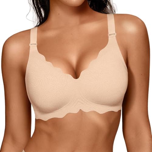 OEAK Women Jelly Bras No Underwire Scalloped Push Up Buttery Soft Tshirt Bra Seamless Full Coverage Convertible Everyday Bra Jacquard Skin,4XL - Image 1