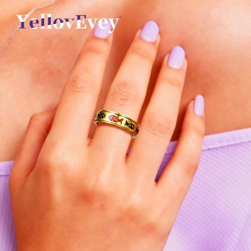 Fidget Spinner Ring for Adults - Swim Against the Current Fish Anxiety Rings for Women, Motivational Fidgets Jewelry for Stress Relief, Stainless Steel Spinning Rings with Inspirational Design Gold Size 6 Ring - Thumbnail 2
