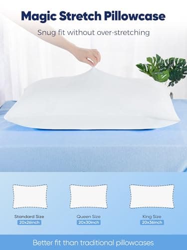 Avolare 2 Pack Pillow Cases Queen, Stretch Cooling Pillowcases for Hair Skin and Hot Sleepers, Arc-Chill Q-max>0.5 Soft Silky Pillow Covers with Zipper for Standard & Queen Size Pillows - White - Thumbnail 6