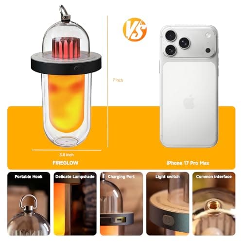 AUGE LIGHT Vintage Camping Lantern Rechargeable, LED Camping Light with Flickering Flame Effect, IP54 Waterproof Outdoor Camping Lamp for Patio, Porch, Garden Decor - Thumbnail 4