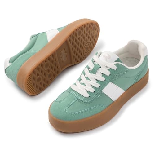 Rihero Platform Sneakers for Women Fashion Retro Green Sneakers Spring Ladies Comfortable Tennis Walking Shoes Size 7 - Thumbnail 6