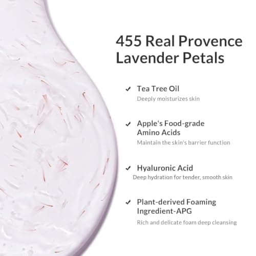 Kustie Lavender Floral Body Wash with Real Petals – Aromatherapy Botanical Shower Gel with Tea Tree Oil, Spa Cleanser for Balanced Skin, 16.9 fl oz - Thumbnail 3