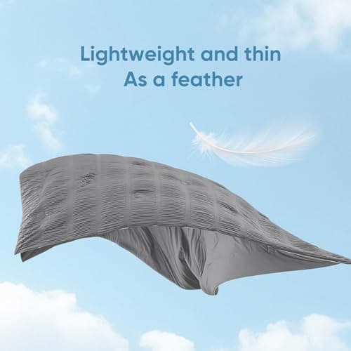 Snuggle Sac Cooling Comforter Twin Size – Q-Max 0.43 Striped Cooling Blanket for Hot Sleepers &Night Sweats,Lightweight Breathable Summer Blanket,Dual-Sided Silk Smooth,68x90 Inches,Dark Grey - Thumbnail 4