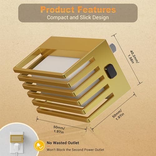 JandCase LED Night Light, Gold Night Lights Plug into Wall with Dusk to Dawn Sensor, Dimmable Plug in Night Light [2 Pack], Adjustable Brightness, 3000K Soft White Nightlight for Bedroom Bathroom - Thumbnail 6
