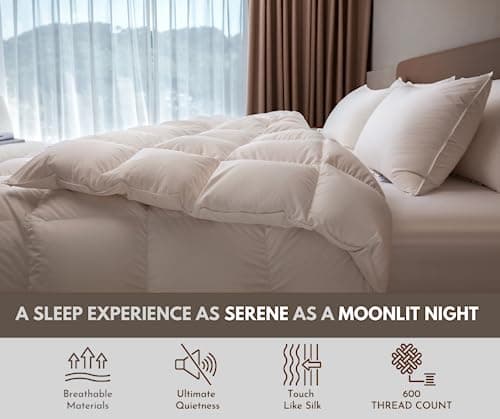 baisihan OverCloud™ Goose Down Comforter, Queen Size Winter Down Duvet Insert, Hotel Collection Comforter Ultra Soft 700+ Fill Power Down Proof Duvet Insert with Corner Tabs (90"X90") - Thumbnail 3