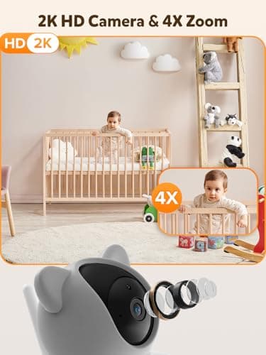 iFamily WiFi Baby Monitor with App – Smartphone Baby Monitor with 5" HD Monitor & 2K Camera, Night Vision, 2-Way Talk, Motion Tracking&Alerts, Temp Sensor, Lullabies,Secure WiFi Lock - Thumbnail 3