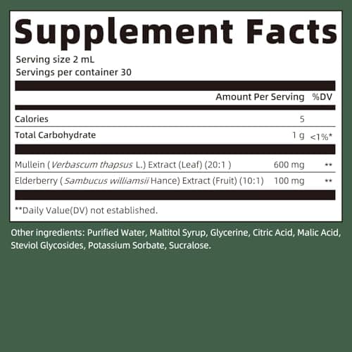 GPGP GreenPeople Mullein Leaf Drops with Elderberry - Max Strength Lung Cleanse and Detox for Smokers, Mucus Relief & Respiratory Support - Liquid Tincture, Alcohol-Free, 2 FL OZ - Thumbnail 5