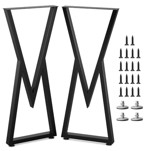 SNYXXOZ 40”H x 16”W Inch Coffee Table Legs Heavy Duty Metal Desk Legs,Chair,Bench Dining Furniture Feets, Bar Height Table Legs,with Adjustable Feet Pads Screws,800 LBS, Black, Set of 2, V-Type - Image 1
