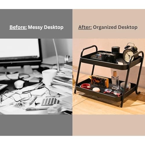 NobleForm Desk Organizer 2-Tier Storage Shelves Multifunctional Desktop Organizer for Office, Dresser, Kitchen, Adjustable Compact Storage Solution for Cosmetics, Office Supplies, Condiments, and Food - Thumbnail 3