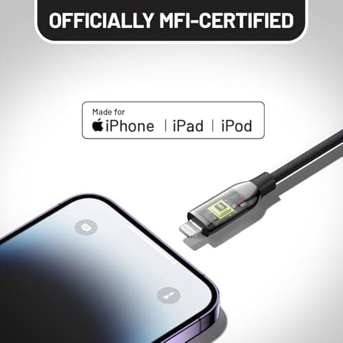 Omnibar USB C to Lightning Cable (6FT, Woven), MFi Certified iPhone Charger Cord, Nylon Braided Zinc Alloy Type C to Lightning Cable for Apple iPhone 14 13 12 11 X XR XS Pro, Pro Max, Plus, iPad - Thumbnail 4