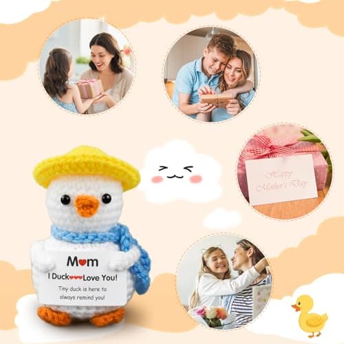 FilmHOO Mothers Day Birthday Gifts for Mom from Daughter Son Stocking Stuffers for Women I Duck Love You Mom Handmade Crochet Funny Cool Cute Small Duck - Thumbnail 6