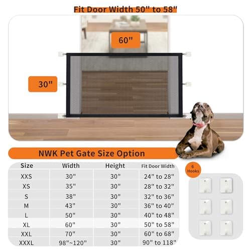 NWK Magic Dog Gate for Stairs Pet Gate for The House Providing a Safe Enclosure for Pets to Play and Rest, 6 Hooks Design (60'' X 30'') - Thumbnail 2