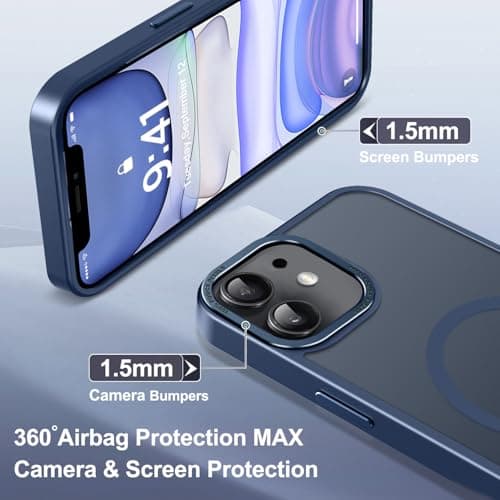 Newfuture Designed for iPhone 11 Case with Strong Magnetic [13 FT Military Drop Protection] [Compatible with Magsafe] Slim Translucent Matte Shockproof with Anti-Fingerprint Phone Case, Navy Blue - Thumbnail 6