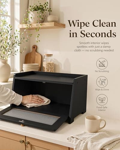 TIRYIUOU Bread Box for Kitchen Countertop: Large Capacity Farmhouse Bread Bin with Acrylic Window, Storage Container for Homemade Bread, Large Bread Holder for Kitchen Counter, Pantry Shelf - Thumbnail 6