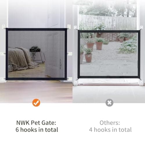 NWK Pack of 2 Magic Dog Gate for Stairs Pet Gate for The House Providing a Safe Enclosure for Pets to Play and Rest, 6 Hooks Design (2, 38'' X 30'') - Thumbnail 3