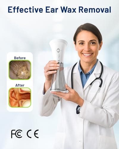 KAUGIC Upgraded Ear Wax Removal with One-Piece Waste Tank, Safe Cleaner with Water Temperature Sensor, Effective Ear Irrigation Kit, IPX7, FSA-HSA-Eligible, White - Thumbnail 2