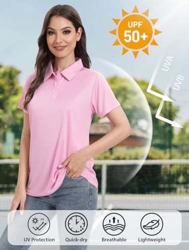 Ullnoy Women Soft Polo Shirts Short Sleeve Dry Fit Golf Shirt for Women Moisture Wicking Athletic Polo Tee 3 Pack Black/Azure/Rose S - Thumbnail 3
