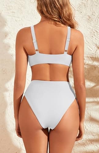 geluboao High Cut Bikini Sets for Women Push Up Two Piece Swimsuit Cheeky V Cut High Wasited Swim Suits for Women 2026 White XL - Thumbnail 4