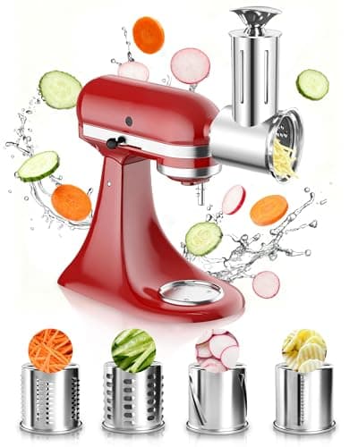 Jooke Latest Large Stainless Steel Slicer Shredder Attachment for KitchenAid Stand Mixers,Dishwasher Safe Vegetable Cheese Grater for KitchenAid Mixer Attachments,4 Blades,Time-Saving Salad Maker