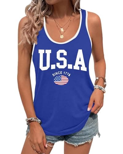 ALLTB American Flag Tank Tops Women USA Shirt Since 1776 Patriotic T-Shirt 4th of July Summer Stars Stripes Vest Tees - Image 1