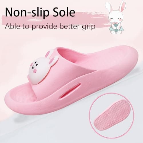 Tounsol Toddler Boys Girls Slides Sandals Comfort Open Toe Sandal Toddler Slides Sandals pink bunny size 7-8 - Thumbnail 4