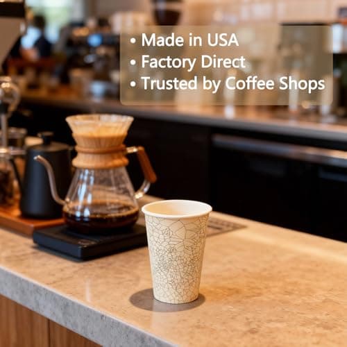 SOPARO 16 oz Disposable Paper Coffee Cups Bulk, 500 Count, Commercial Grade, Leak Resistant Hot Cups for Coffee Shops & Restaurants (500, stock pattern, 16OZ) - Thumbnail 6