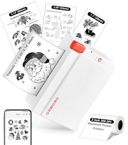 ORGBRO Sticker Printer Machine, X3 Mini Printer Print Pods Portable Thermal Inkless Sticker Maker, 2-3 Inch 300 DPI Bluetooth Pocket Printers for Smartphones, Notes, Journal, Photos, DIY, Kids Gift
