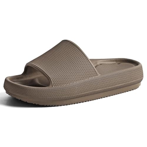 GETOEU Cloud Slides for Women and Men with Arch Support Shower Shoes with Drainage Holes Waterproof Slide Sandals Non Slip Quick Dry Pillow Slides for Bathroom Pool Beach,Brown - Image 1