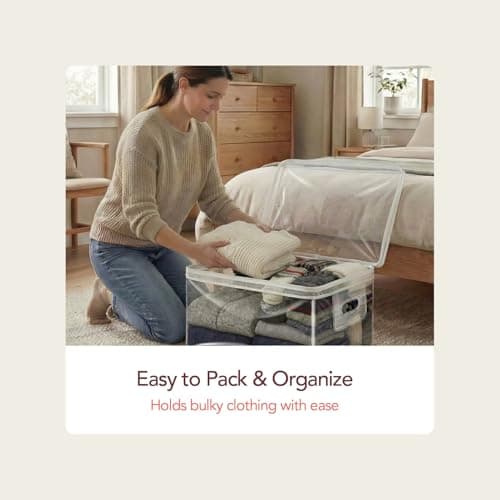 Marknox 20 Gallon Clear Storage Bags with Zipper, 2 Pack Extra Large (15.75 x 26 x 11.9 in) Transparent Plastic Bags for Clothes, Blankets, Quilts & Holiday Storage, Durable Reusable Organizer - Thumbnail 6