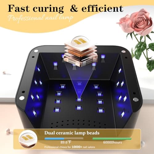 TCHMCITY 288W Cordless Nail Lamp, Rechargeable UV Light for Gel Nails with Unique Knob & Full LCD Display Screen, Portable Wireless UV LED Nail Lamp, Fast Curing Gel Nail Polish for Salon & Home Use - Thumbnail 3