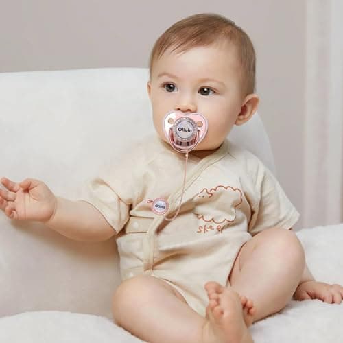 Custom Pacifier with Name, Bling Personalized Pacifier Clip Set with Gift Box Greeting Card, Glitter Crystal Luxurious Soother Dummy Ideal Gift for Girls Baby Shower Newborn Photography(Pink) - Thumbnail 4