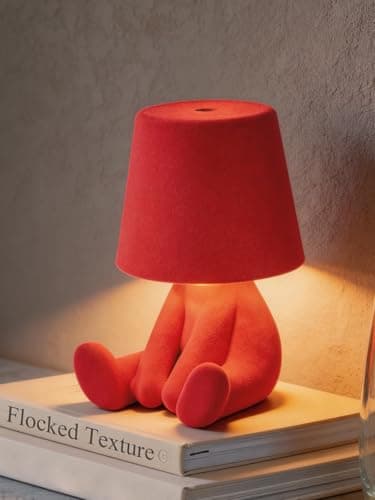 ytydo Human-Shaped Rechargeable Table Lamp: Flocked Texture - Softer Look & Warmer Presence for Holiday Mood and Accent Corners - Dimmable 3 Color Temps