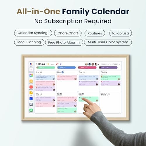 Winnovo 15.6-Inch Smart Digital Calendar & Photo Frame for Family, Wall Planner with Light Wood Frame, Auto-Sync to Apple, Google & Outlook, Touchscreen Display with Chore Chart, To-Do Lists & Meal Planner, No Subscription - Thumbnail 3