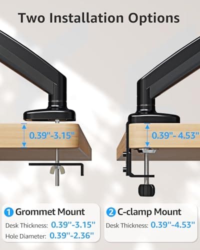 MOUNTUP Single Monitor Desk Mount Holds Screen up to 32 inch, Height Adjustable Monitor Arm, Computer Monitors Stand with Clamp/Grommet Mounting Base, VESA Mounts Fit 4.4-17.6lbs Computer, Black - Thumbnail 6
