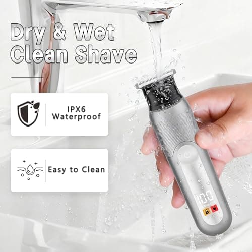SUNNOW Electric 5-in-1 Body Hair Trimmer - Groin Trimmer for Men -Beard Trimmer for Men - Wet/Dry Shaver Groomer, Waterproof with LED Light, Gifts for Husband Father - Thumbnail 3