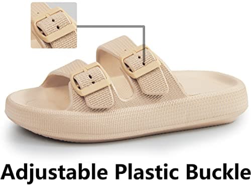 Weweya Soft Foam Slides Sandals for Women and Men Eva Rubber Flat Cozy Slides Outdoor Indoor Pool House Bath Shower Slippers Shoes Tan Men Size 10 10.5 Women Size 11 11.5 - Thumbnail 3