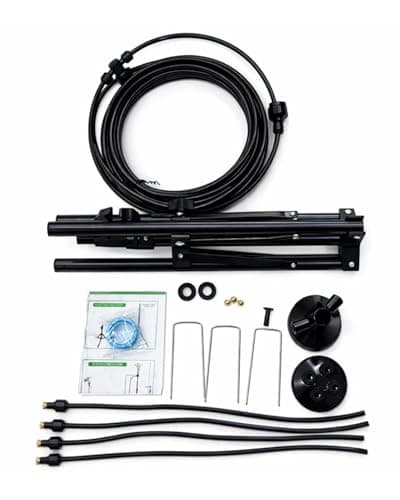 Upgraded 5.3FT Outdoor Misting System, Adjustable Stand with 360° Flexible Hose & 0.5mm Nozzles for Ultra Fine Mist, Patio Cooling Kit for Backyard, Pool, BBQ - Includes 26FT Hose & Tripod - Thumbnail 6