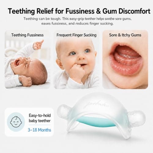 Garkoko Baby Teething Toys for 3–6 6-18 Months – Silicone BPA-Free No-Drop Wrist Teether, Baby Teether Toy for Teething Relief - Thumbnail 2