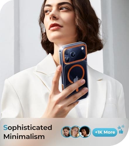 Maledan for iPhone 17 Pro Case Clear Orange - Aluminum Camera Frame Magnetic 17 Pro Case Fit for Mag Safe, Camera Control, Slim Transparent Shockproof Bumper Phone Cover for Apple iPhone 17 Pro - Thumbnail 5